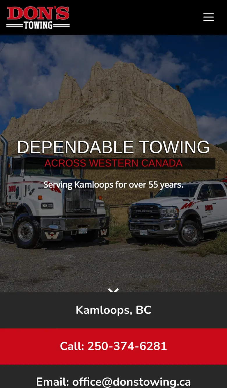 The original site's first screen on a phone