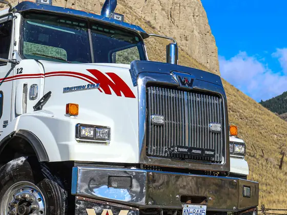 Close-up of a Don's heavy wrecker's grille and cab